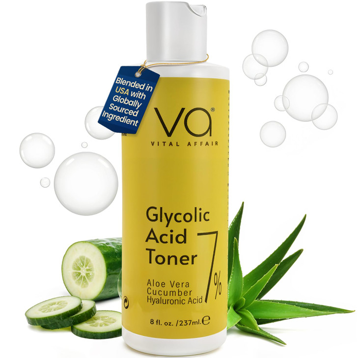 Glycolic Acid Toner For Face With Hyaluronic Acid And Aloe Vera For Skin Care
