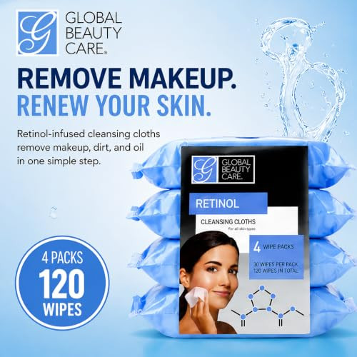 Global Beauty Care Retinol Waterproof Makeup Remover Facial Cleansing Wipes