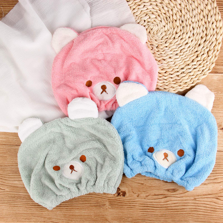 Lamoutor 3Pcs Hair Drying Towel For Kids Girls Soft Absorbent Kids Dry Hair Cap Kids Hair Towel Wrap Head Towel Wraps For Kids