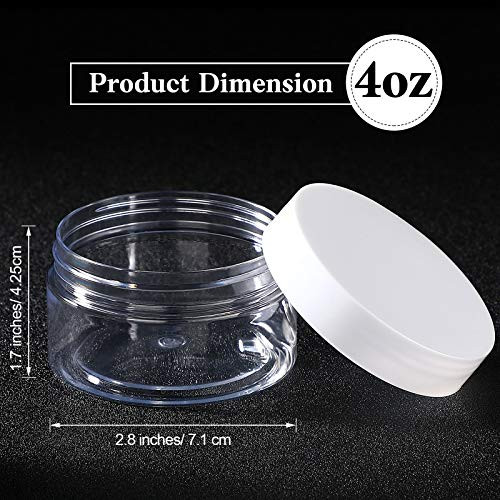 Patelai 4 Pcs Plastic Jars With Lids White 4 Oz Wide Mouth