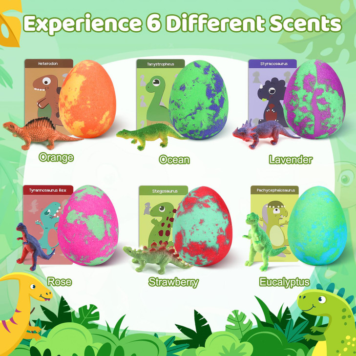 Bath Bombs For Kids With Surprise Toys Inside 6 Pack Dinosaur Bath Bombs Gifts Set Christmas Stocking Stuffers For Boys 3 4 5 6 7 8 9Year