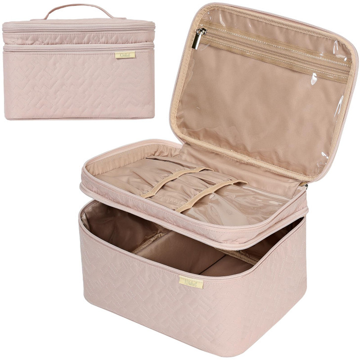 Nishel Large Makeup Bag Organizer Double Layer Cosmetic Travel Case