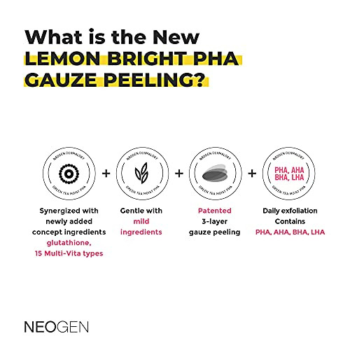 Neogen Lemon Pha Gauze Peeling Pads 30 Pads Exfoliating Peeling Pad With Aha Bha Pha Lha And Lemon And Glutathione And Niacinamide Korean