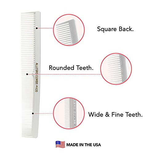 Allegro Combs 420 Barber Comb Set For Hair Cutting And Styling 6 Pocket Combs For Stylists In Black Red And White