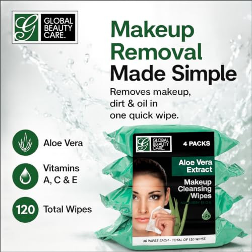 Global Beauty Care Aloe Vera Waterproof Makeup Remover Face Cleansing Wipes