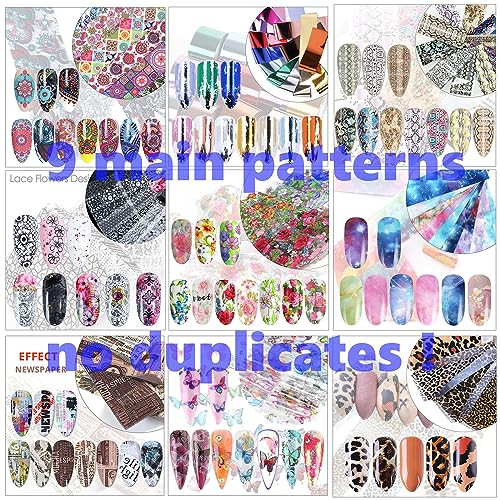 100 Sheets Nail Foil Transfer Stickers Floral And Leopard Nail Art Foils