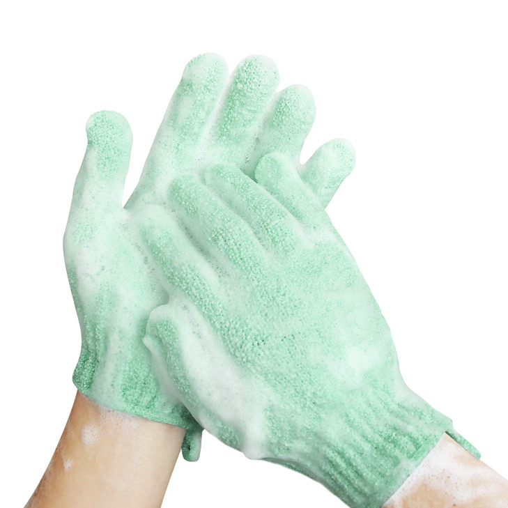 Mig4U Shower Exfoliating Scrub Gloves Medium To Heavy Bathing Gloves Body Wash Dead Skin Removal Deep Cleansing Sponge Loofah For Women And