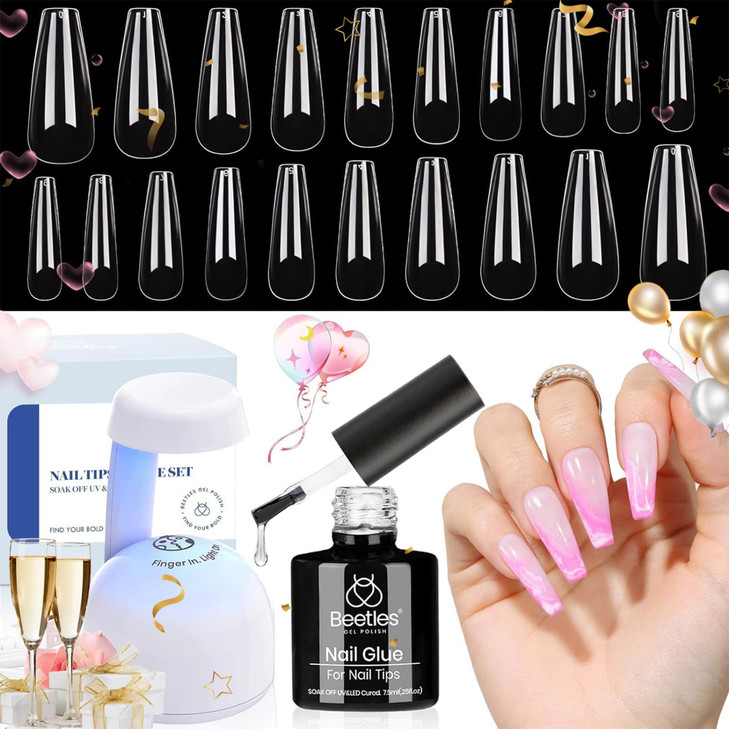 Beetles Gel Nail Kit Easy Nail Extension Set With 500Pcs Nail Tips