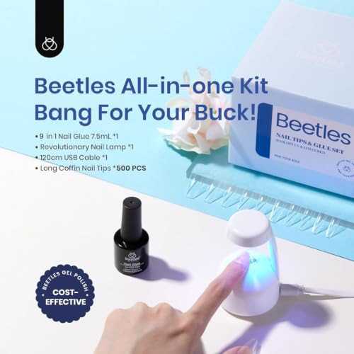 Beetles Gel Nail Kit Easy Nail Extension Set With 500Pcs Nail Tips