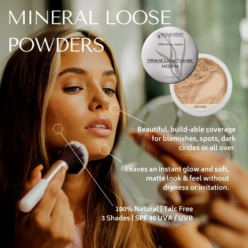 Rd Alchemy Medium 100 Percent Natural And Organic Mineral Loose Powder Best Lightweight Concealer Or Foundation With Buildable Coverage For