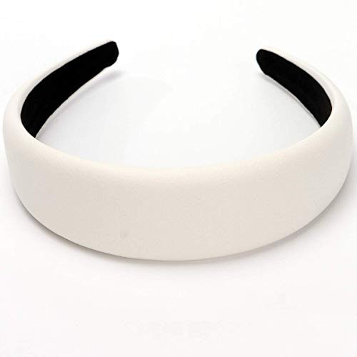 Loneedy 1.7 Inch Leather Hard Headband Wide Padded Headband Hairband For Women White