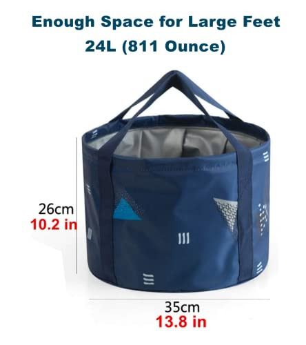24L Large Foldable Feet Soaking Bath Tub Collapsible Bucket Portable Travel Foot Soak Spa Basin For Camping Washing Dark Blue