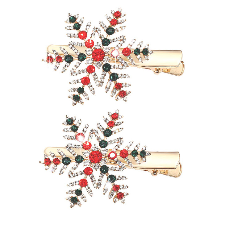 Cenapog Christmas Hair Clips For Women Novelty Xmas Tree Hairpins Shiny Rhinestone Snowflake Jingle Bell Hair Barrettes For Festive Hair