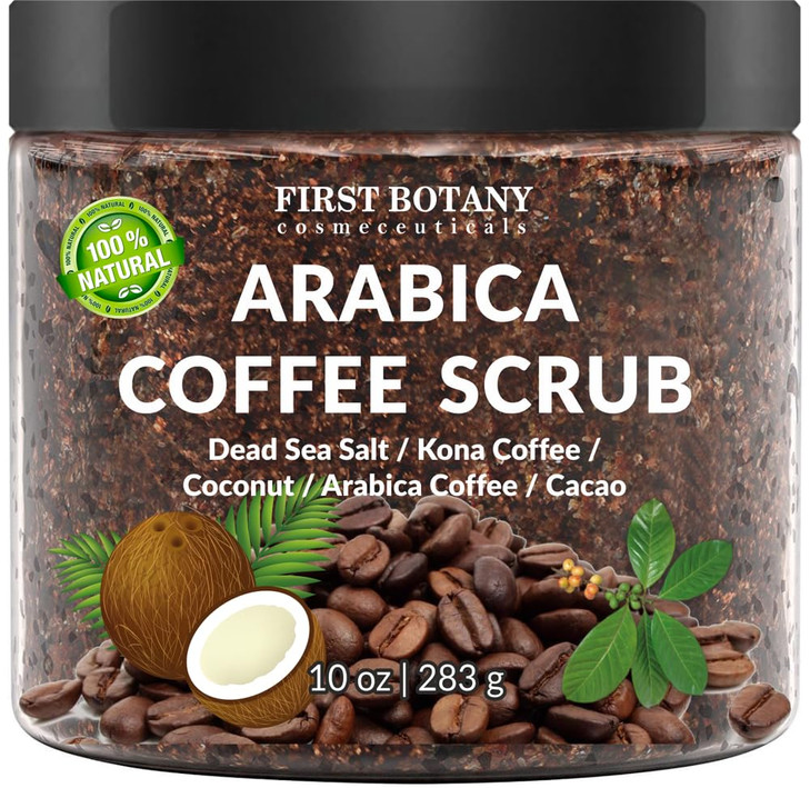 First Botany Cosmeceuticals, 100% Natural Arabica Coffee Scrub with Organic Coffee Coconut & Shea Butter Acne Anti Cellulite & Stretch Mark treatment