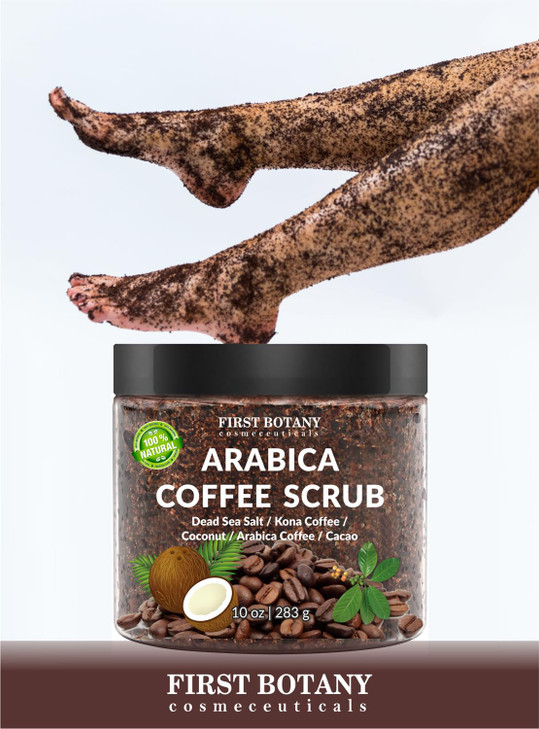 First Botany Cosmeceuticals, 100% Natural Arabica Coffee Scrub with Organic Coffee Coconut & Shea Butter Acne Anti Cellulite & Stretch Mark treatment