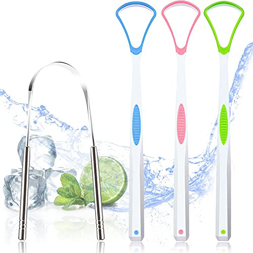 4Pcs Tongue Scraper Stainless Steel Tongue Cleaners 100 Percent Bpa Free Fresher Tongue Tools Healthy Oral Hygiene Brushes Medical Grade
