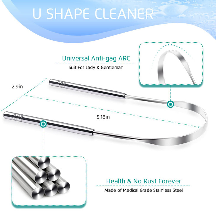 4Pcs Tongue Scraper Stainless Steel Tongue Cleaners 100 Percent Bpa Free Fresher Tongue Tools Healthy Oral Hygiene Brushes Medical Grade