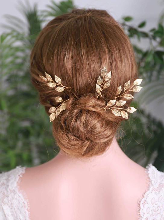 Yertter 5 Pcs Gold Leaves Hair Pins Bridal Hair Accessories For Bride And Bridesmaids Wedding Hair Piece