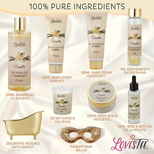 Christmas Gifts Spa Basket For Women Vanilla Bath And Body Set Christmas And Birthday Gift Includes Shower Gel Body Lotion Hand Cream Body