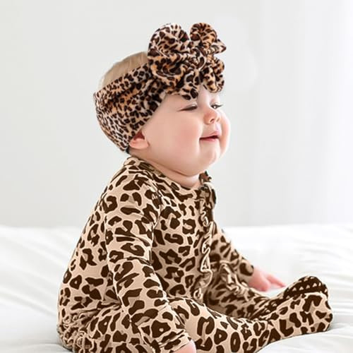 Yanjie Hairband Soft Velvet Baby Headbands With Big Bows Leopard Color Handmade For Baby Girls From Newborn To Toddler