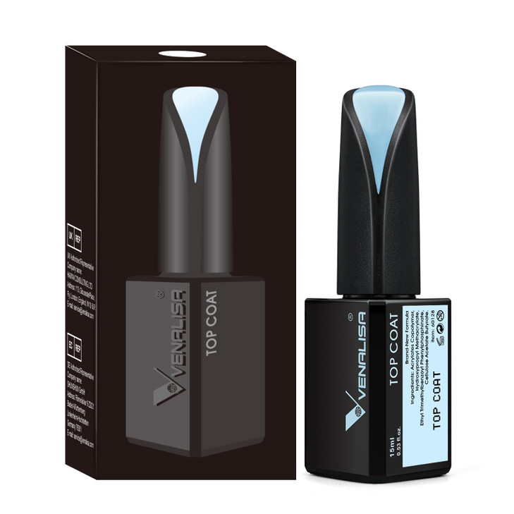 Venalisa 15Ml No Wipe Tempered Top Coat Scratch Resistant High Gloss Soak Off Gel Nail Polish Finish Long Lasting Set Gel Nail Kit