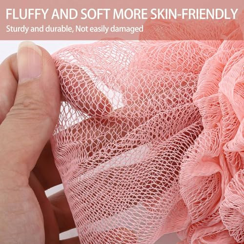 Btyms 4 Pieces Shower Loofahs Exfoliating Sponge Body Scrubber 75G Pc Bath Puffs Shower Scrunchies Bathing Sponges For Women And Men