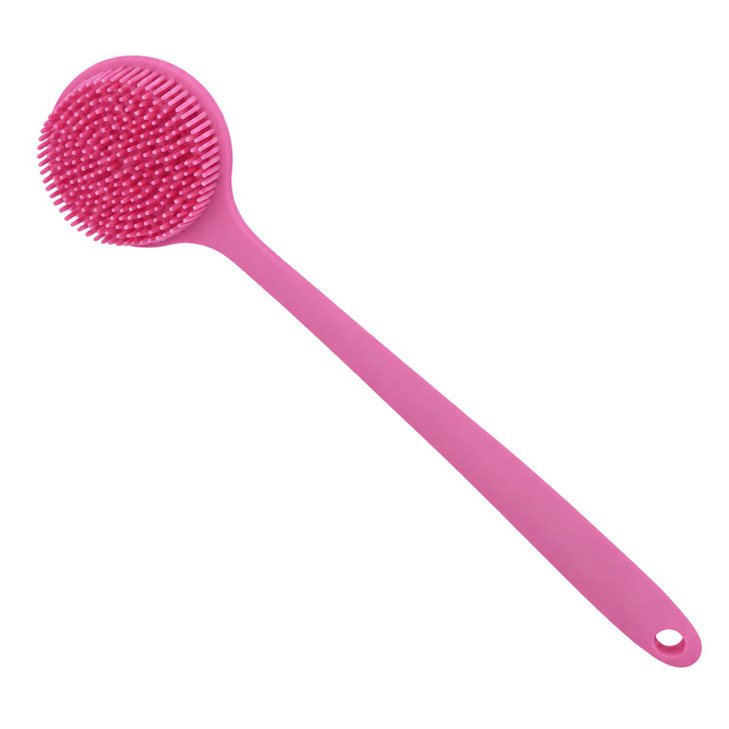 Silicone Back Scrubber For Shower 15 Inch Long Handle Body Brush With Soft Bristles And Massage Nodes Dual Sided Shower Scrubber For Back