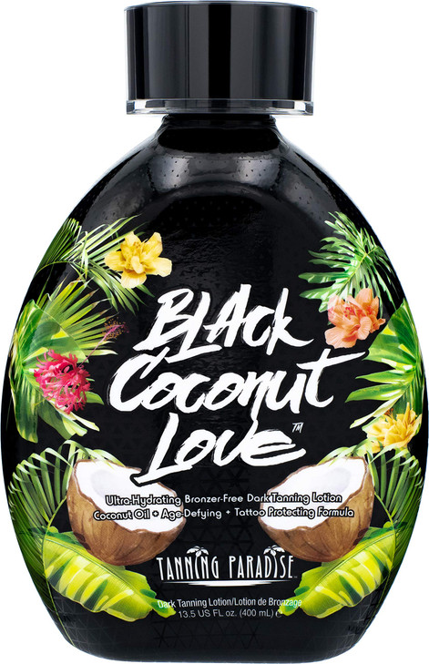 Tanning Paradise Black Coconut Love Tanning Lotion Coconut Oil Age Defying Tattoo Protecting Formula Ultra Hydrating Dark Tanning Lotion