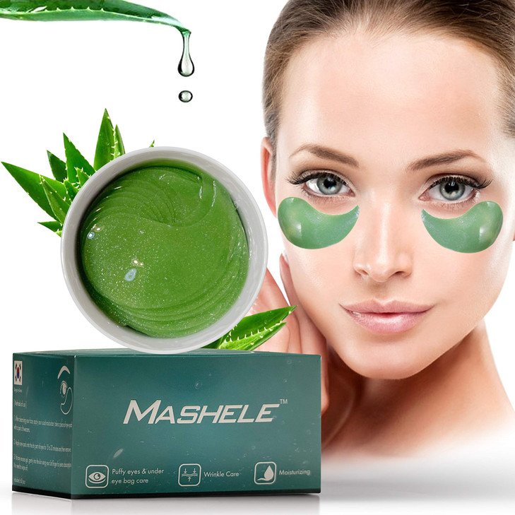 Mashele Korean 60Pcs Aloe Vera Collagen Under Eye Gel Patches Mask Treatment For Puffy Eyes Dark Circles Anti Wrinkle Pads Moisturizing For
