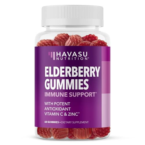Sambucus Elderberry Gummies for Adults - Immune Support Supplement with Vitamin C and Zinc - Enhanced Formula for Daily Defense - 60 Count, 1 Month S