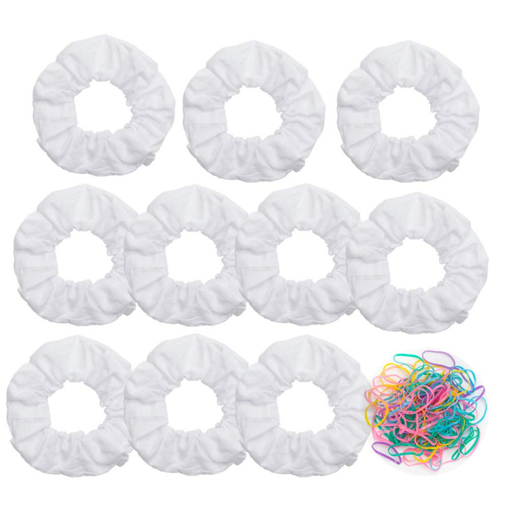10 Pack White Cotton Scrunchies For Tie Dye Hair Elastic Hair Ties Pony Tail Holder For Party