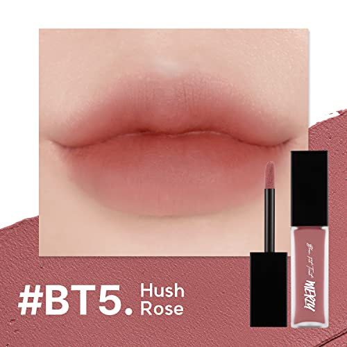 Merzy Blur Fit Velvet Tint High Pigment Lip Tint With Comfortable Matte Finish Long Lasting Smudge Free Buildable Color Bt5 Hush Rose 0.21