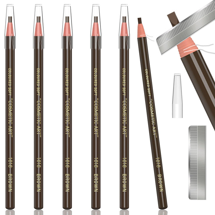 6 Piece Dark Brown Waterproof Eyebrows Pencil Tattoo Makeup And Microblading Supplies Kit Permanent Eye Brow Liners In 5 Colors Waterproof