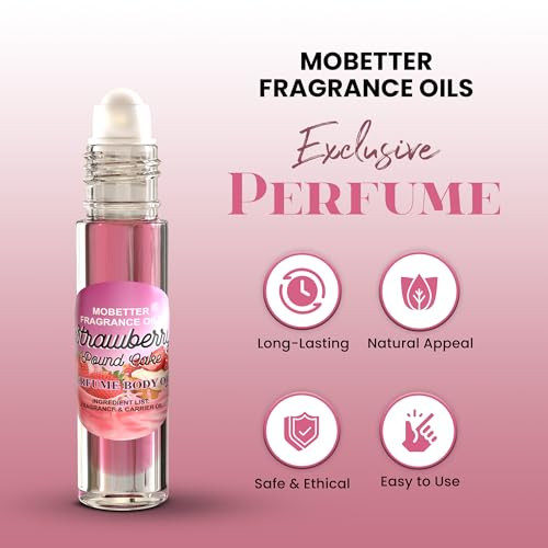 Mobetter Fragrance Oils Strawberry Pound Cake Perfume Body Oil Fragrance Floral Fruity Gourmand Fragrance For Women Travel Size