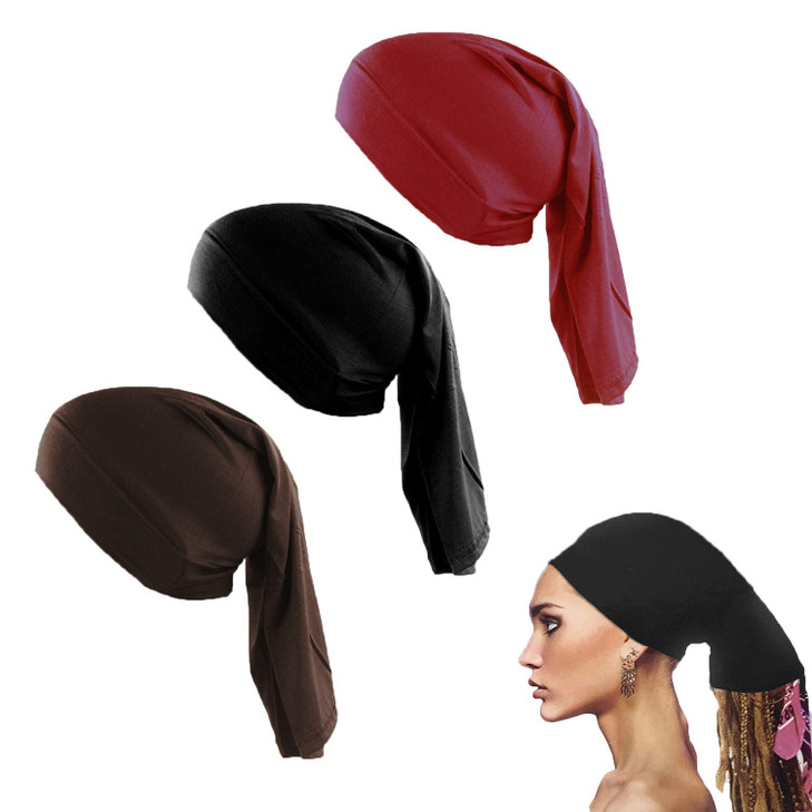 Qovelly Unisex Spandex Dreadlocks Tube 3 Packed Long Hair Covers For Men Women Long Set 3 Packed