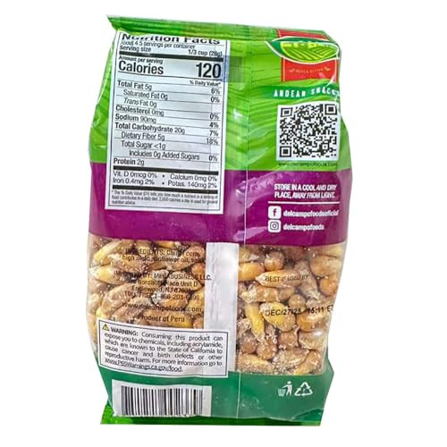 Del Campo Andean Snacks Salted Crunchy Chulpi Corn Maiz Chulpe Frito Salado 4.59 Oz. Pack Of 2 Product Of Peru