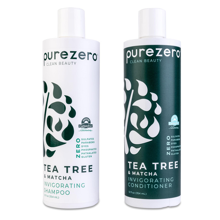 Purezero Tea Tree And Matcha Shampoo And Conditioner Set Nourishing And Invigorating Scalp Treatment Zero Sulfates Parabens Dyes Vegan And