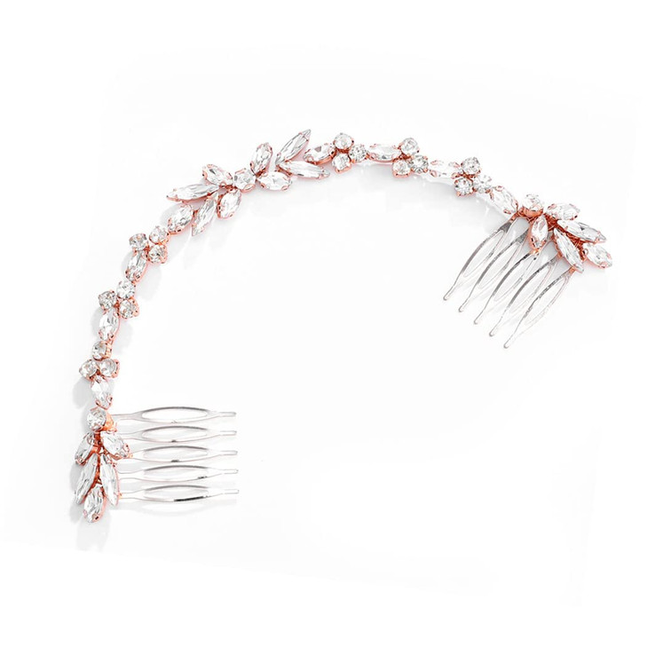Unicra Wedding Crystal Hair Comb Bridal Headpiece Wedding Hair Accessories for Brides (Rose Gold)