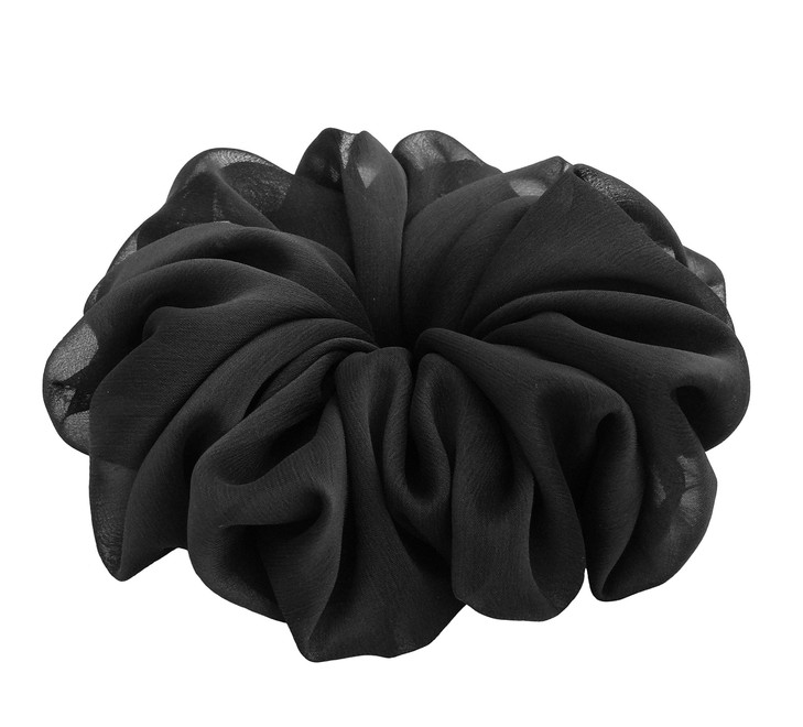 38 Colors Available Soft Sheer Chiffon Big Hair Scrunchies Black