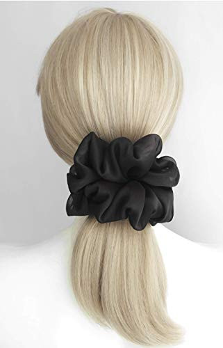38 Colors Available Soft Sheer Chiffon Big Hair Scrunchies Black