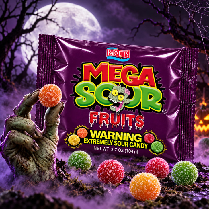 Barnetts Mega Sour Candy Fruits 104G Trendy Sweet Bags Traditionally Handmade Sweets Sour Coating Lasts 20 Seconds Candies For Party Bag