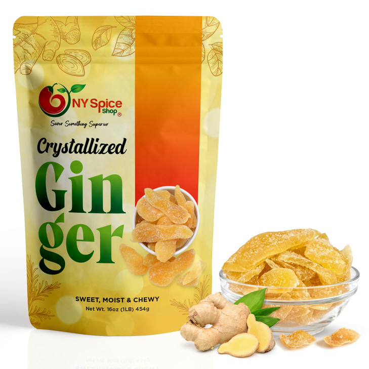 Ny Spice Shop Candied Ginger Slices 16 Oz. 1 Pound Crystallized Ginger Slices Ginger Hard Candy Candied Ginger Pieces Crystallized Ginger