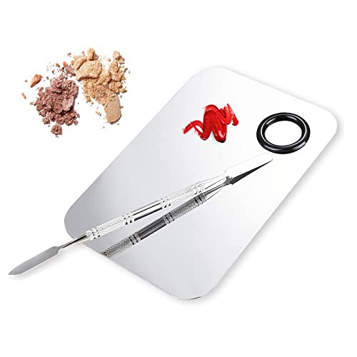 Aliobc Makeup Mixing Palette Stainless Steel Metal Mixing Tray Spatula Tool