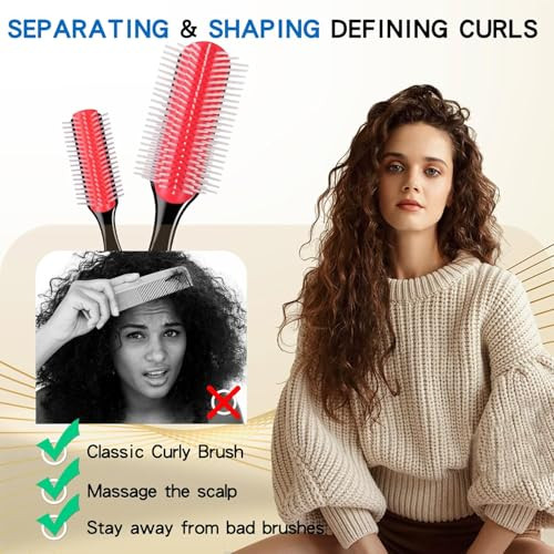 Hair Brush For Women Men Curly Wet Or Dry Hair Classic Detangling Brushes 7 Row For Natural Thick Hair Blow Styling Separating Shaping