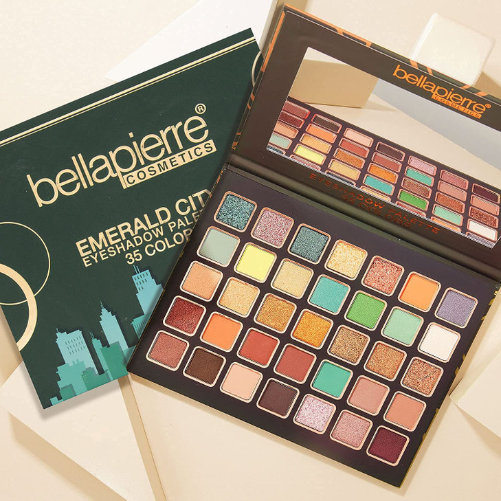 Bellapierre Emerald City Eyeshadow Makeup Palette 35 Color Shades In A Range Of Matte Satin Shimmer And Foil Finishes Non Toxic And Paraben