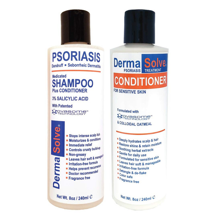 Dermasolve Scalp Psoriasis And Dandruff Free Medicated Shampoo With Conditioner Ultimate Seborrheic Dermatitis Treatment For Itchy Flakey