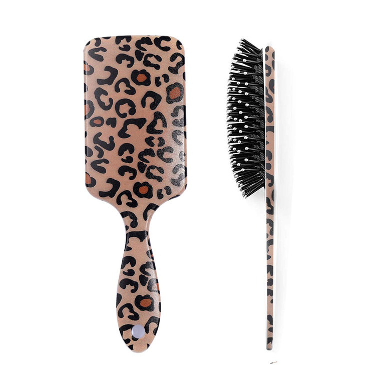 Aaiffey Leopard Print Hair Brushes Hair Detangling Brush Anti Static Massage Comb Hair Brush For All Hair Types Wavy Curly Thick Long Short