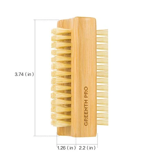 Greenth Pro Bamboo Nail Brush 2Pcs Two Side Firm Nature Wooden Sisal Scrub Brush For Toes And Nails Cleaning Nail Brush