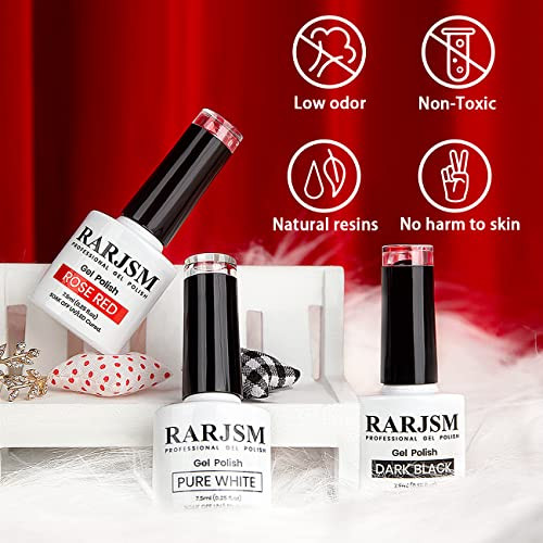 Rarjsm Black White Gel Nail Polish Red Nail Polish Set Soak Off Gel Polish 3Pcs 7.5Ml Uv Led Curing Required Nailpolish Nail Art French