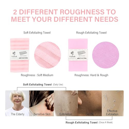 Yiclick Exfoliating Body Scrubber Back Scrubber For Shower Bath Japanese Scrub Wash Cloth Exfoliating Washcloth Towel For Men Women Body